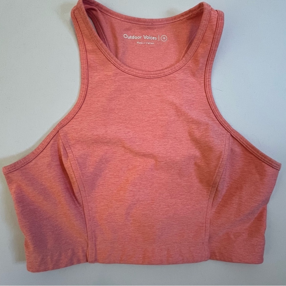 Outdoor Voices Techsweat Razorback Coral Crop Tank Top Size Medium